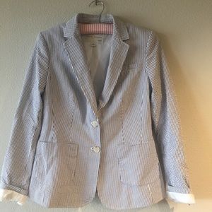 Banana Republic Blue & White Seersucker Blazer